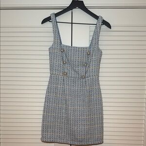 Blue Sleeveless Sheath Mini Dress